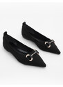 Marjin Women's Buckled Pointed Toe Knitwear Flats Lovren Black