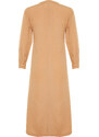 Trendyol Beige Pleated Detailed Comfort Woven Dress