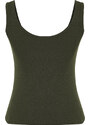 Trendyol Khaki Fitted Pool Neck Ribbed Flexible Knitted Undershirt
