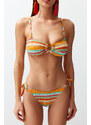 Trendyol Geometric Patterned Strapless Accessory Knitwear Regular Bikini Set