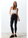 Trendyol Black Recovery Tulle Pocket and Reflector Print Detailed Knitted Sports Shorts Leggings