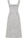 Trendyol Ecru Buttoned Midi Woven Linen Look Dress