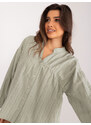 Fashionhunters Khaki bavlněná oversize košile se zapínáním na knoflíky