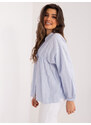 Fashionhunters Světle modrá dámská oversize košile se stojáčkem
