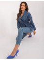Fashionhunters Tmavě modrá džínová bunda s kapsami