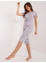 Fashionhunters Zaprášené fialové dámské pyžamo s kostkovanými kalhotami
