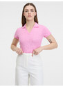 Orsay Růžové dámské žebrované polo tričko - Dámské