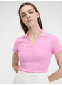 Orsay Růžové dámské žebrované polo tričko - Dámské