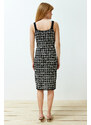 Trendyol Black Midi Knitwear Strap Plaid/Checked Dress