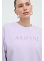 Mikina Armani Exchange dámská, fialová barva, s potiskem, 3DYM78 YJEPZ