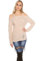 Style fashion Sexy KouCla Cold Shoulder knit jumper used look