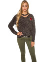 Style fashion Trendy pletený svetr s květinovou výšivkou