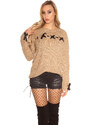 Style fashion Trendy pletený svetr KouCla se šněrováním