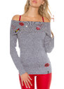 Style fashion Sexy Koucla sweater shoulder-free with patches