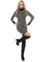 Style fashion Trendy Koucla fineknitted turtleneck stripeddress