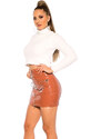 Style fashion Sexy KouCla Leatherlook Mini sukně se zipem