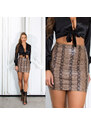 Style fashion Sexy Koucla mini sukně z umělé kůže Animal Print