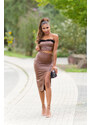 Style fashion Sexy midi sukně s vysokým pasem z umělé kůže