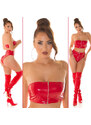 Style fashion Sexy Koucla Latexový vzhled bandeau topu se zipem