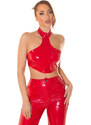 Style fashion Sexy top Koucla Latexlook Neck Crop Top