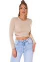 Style fashion Sexy top Koucla Crop Top s výřezy a dlouhými rukávy