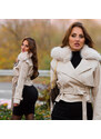 Style fashion Sexy zimní bunda z umělé kůže s páskem
