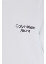 Dětská mikina Calvin Klein Jeans bílá barva, s kapucí, s potiskem