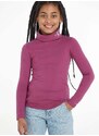 Dětské tričko s dlouhým rukávem Calvin Klein Jeans fialová barva, s golfem