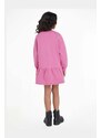 Dětské bavlněné šaty Calvin Klein Jeans fialová barva, mini