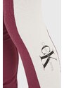 Dětské legíny Calvin Klein Jeans vínová barva, vzorované