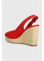 Sandály Tommy Hilfiger ICONIC ELENA SLING BACK WEDGE dámské, tmavomodrá barva, na klínku, FW0FW04789