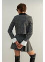 Trendyol Gray Premium Crop Button Detailed Woven Blazer Jacket