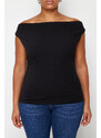 Trendyol Curve Black Boat Detail Collar Knitted Blouse