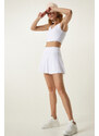 Happiness İstanbul White Tights Mini Tennis Skirt