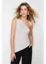 Trendyol Stone One-Shoulder Premium Yarn / Special Yarn Knitwear Blouse