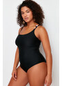 Trendyol Curve Black One Shoulder Compression Swimsuit