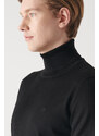 Avva Men's Black Full Turtleneck Wool Blended Regular Fit Knitwear Sweater