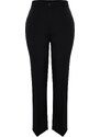 Trendyol Curve Black High Waist Rib Stitching Flared Leg Weave Trousers