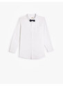 Koton Shirt Bow Tie Detailed Long Sleeve Cotton Classic Collar