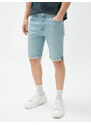 Koton Denim Shorts Fold Detailed Pocket Buttoned