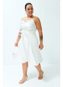 Trendyol Curve White High Ribbon Detailed Woven Bridal Skirt