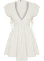 Trendyol Bridal Ecru Mini Woven Cut Out/Window Linen Blend Beach Dress