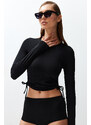 Trendyol Black Swim Long Sleeve Quick Dry Bikini Top