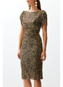 Trendyol Gold Body-Sitting Sparkling Sequin Elegant Evening Dress