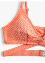 Koton Textured Bikini Top with Cross-Tie Detail