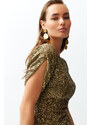 Trendyol Gold Body-Sitting Sparkling Sequin Elegant Evening Dress