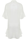 Trendyol Bridal White Polka Dot Mini Woven Flounces Beach Dress