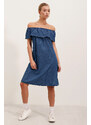 Bigdart 1481 Off Shoulder Jeans Dress - Blue