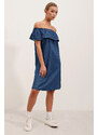 Bigdart 1481 Off Shoulder Jeans Dress - Blue