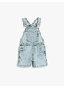 Koton Denim Bib Overalls Shorts With Pocket Cotton Cotton